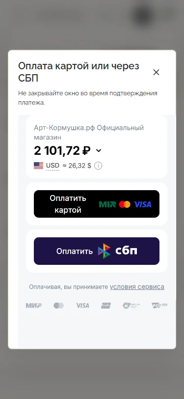 Card or Faster Payments System payment — Mobile
