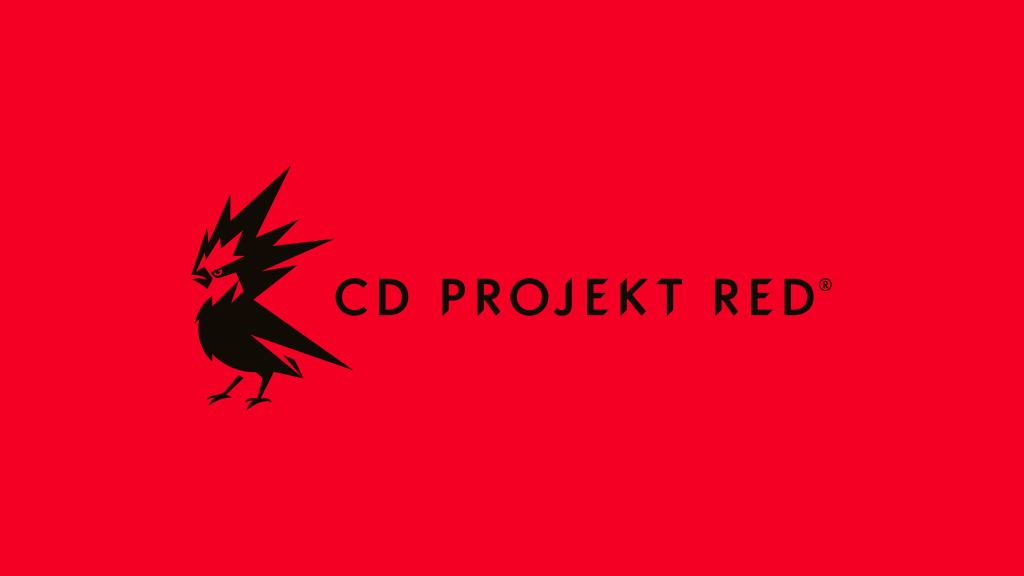 Обновлённый чёрный raróg и надпись CD PROJEKT RED на красном фоне